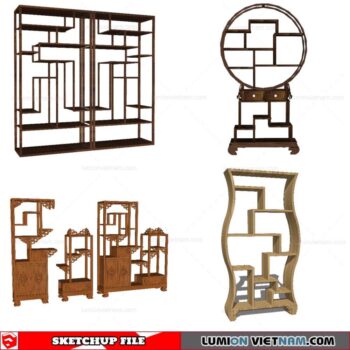 Display Cabinets Chinese Style - Sketchup Models