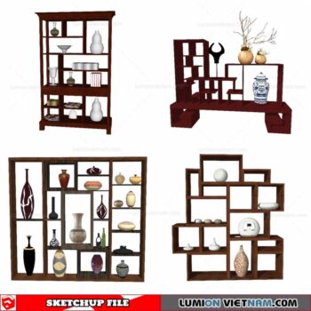 Display Cabinets Chinese Style - Sketchup Models
