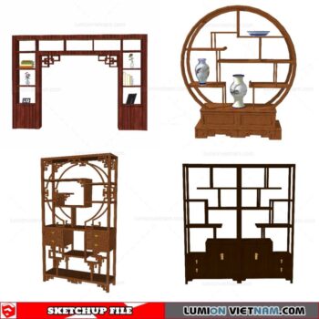 Display Cabinets Chinese Style - Sketchup Models