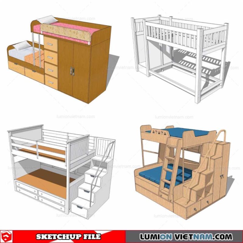 Kids Bunk Bed - Sketchup Models By Cuong Covua