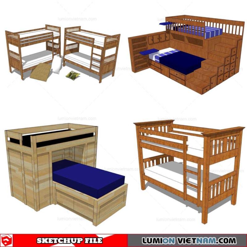 Kids Bunk Bed - Sketchup Models By Cuong Covua