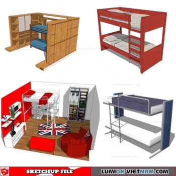 Kids Bunk Bed - Sketchup Models By Cuong Covua
