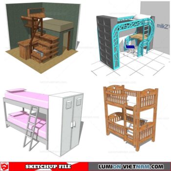 Kids Bunk Bed - Sketchup Models By Cuong Covua