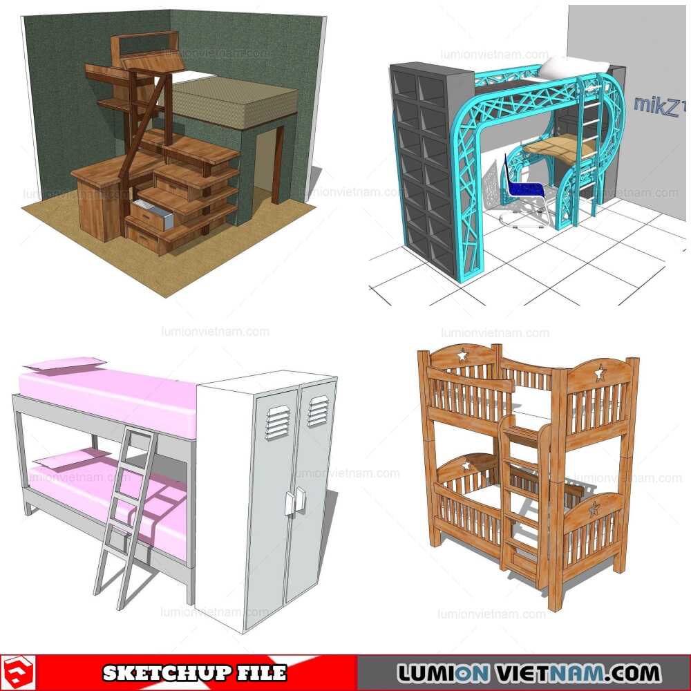131121-Kids-Bunk-Bed-(17)-Sketchup-Models