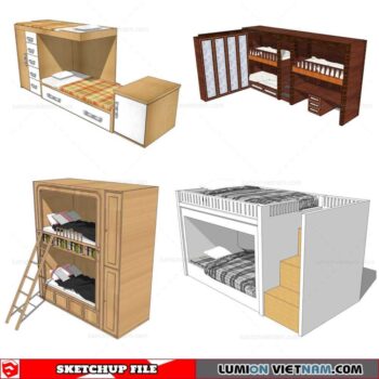 Kids Bunk Bed - Sketchup Models By Cuong Covua