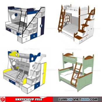 Kids Bunk Bed - Sketchup Models By Cuong Covua