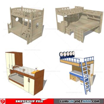 Kids Bunk Bed - Sketchup Models By Cuong Covua
