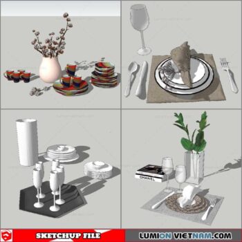 Decor On Table - Sketchup Models By Nha Tay