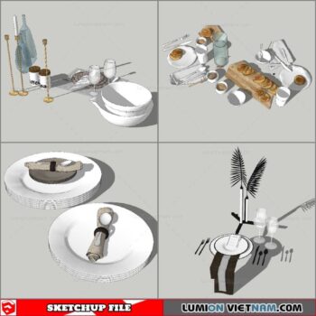 Decor On Table - Sketchup Models By Nha Tay