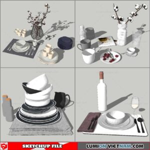Decor On Table - Sketchup Models By Nha Tay
