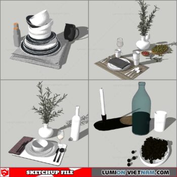 Decor On Table - Sketchup Models By Nha Tay