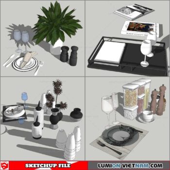 Decor On Table - Sketchup Models By Nha Tay