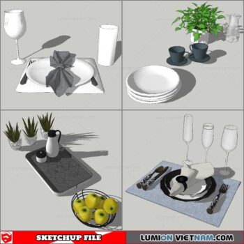 Decor On Table - Sketchup Models By Nha Tay