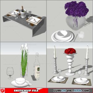 Decor On Table - Sketchup Models By Nha Tay