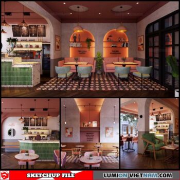 Coffee Shop - Sketchup Interior Scene By Nghiem Viet Thai