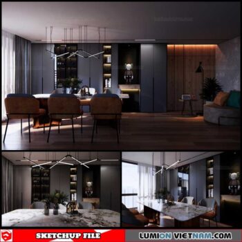 Dining room - Sketchup Interior Scene By Nghiem Viet Thai