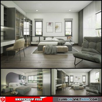 Bedroom - Sketchup Interior Scene By Quan Cun