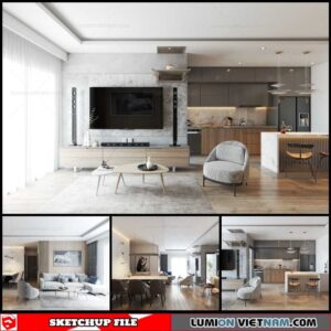 Apartment - Sketchup Interior Scene By Ha Anh