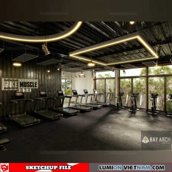 Fitness Center - Sketchup Interior Scene By Lanh Phong