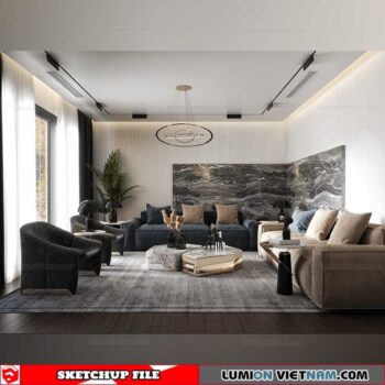 Livingroom - Sketchup Interior Scene By Chau Hung