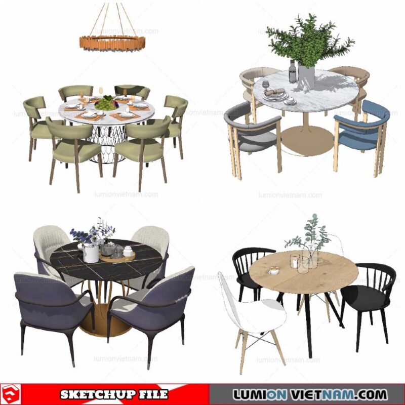 Round Dining Table - Sketchup Models