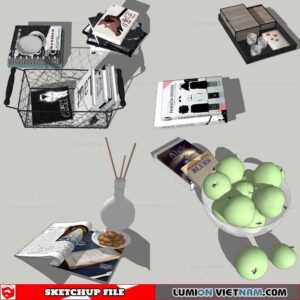 Combo Books on table - Sketchup Models By Nha Tay