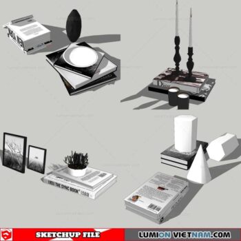 Combo Books on table - Sketchup Models By Nha Tay
