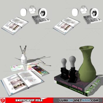 Combo Books on table - Sketchup Models By Nha Tay