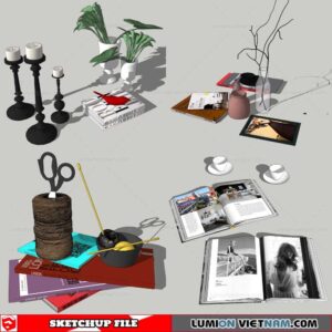 Combo Books on table - Sketchup Models By Nha Tay