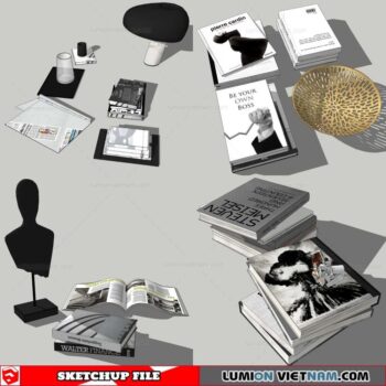 Combo Books on table - Sketchup Models By Nha Tay