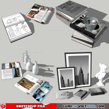 Combo Books on table - Sketchup Models By Nha Tay