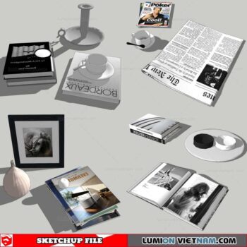 Combo Books on table - Sketchup Models By Nha Tay