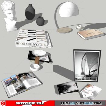 Combo Books on table - Sketchup Models By Nha Tay