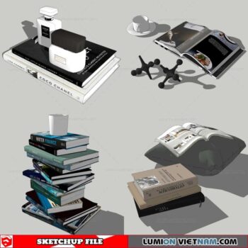 Combo Books on table - Sketchup Models By Nha Tay