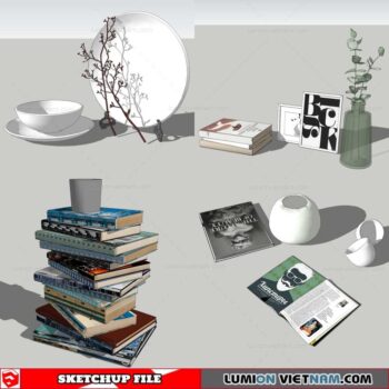 Combo Books on table - Sketchup Models By Nha Tay