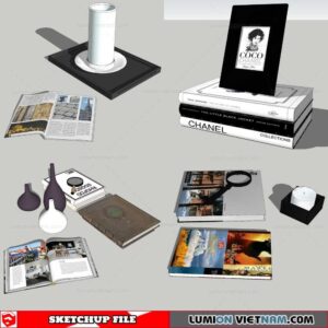 Combo Books on table - Sketchup Models By Nha Tay