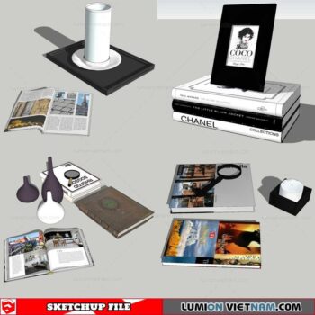 Combo Books on table - Sketchup Models By Nha Tay