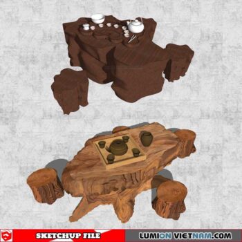 Tree Root Tea Table - Sketchup Models By Cuong Covua