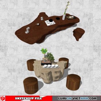 Tree Root Tea Table - Sketchup Models By Cuong Covua