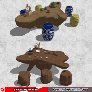 Tree Root Tea Table - Sketchup Models By Cuong Covua