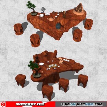 Tree Root Tea Table - Sketchup Models By Cuong Covua