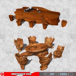 Tree Root Tea Table - Sketchup Models By Cuong Covua