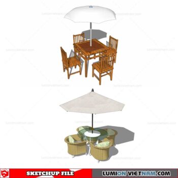 Outdoor Table and Chairs - Sketchup Models By Cuong Covua