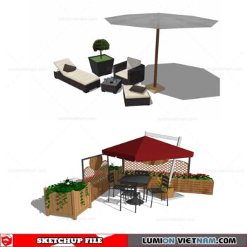 Outdoor Table and Chairs - Sketchup Models By Cuong Covua