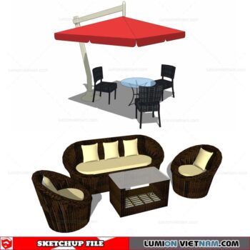 Outdoor Table and Chairs - Sketchup Models By Cuong Covua