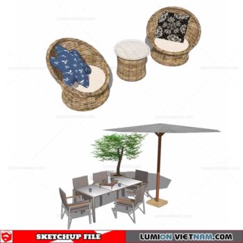 Outdoor Table and Chairs - Sketchup Models By Cuong Covua