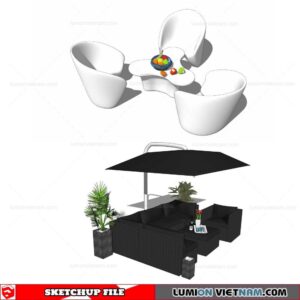 Outdoor Table and Chairs - Sketchup Models By Cuong Covua