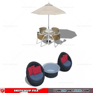 Outdoor Table and Chairs - Sketchup Models By Cuong Covua