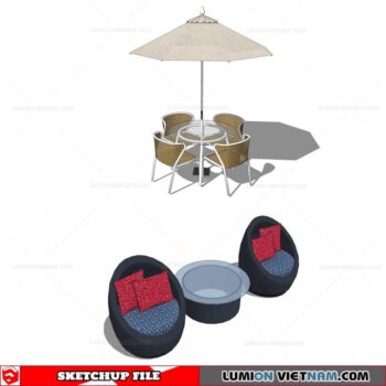 Outdoor Table and Chairs - Sketchup Models By Cuong Covua