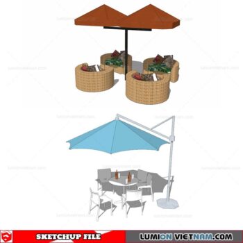 Outdoor Table and Chairs - Sketchup Models By Cuong Covua